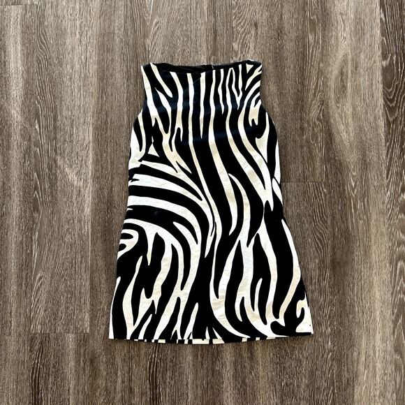 Weekend Max Mara Zebra Print Shift Dress Tunic Top Black White Cotton EU 38 US 4 - Picture 3 of 16